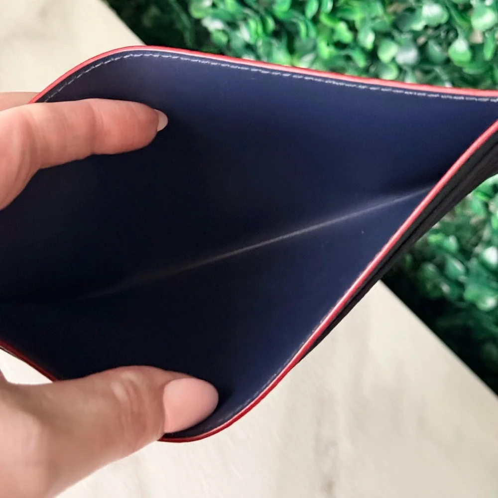 Louis Vuitton Navy Blue Leather Card Holder Insert Like New Authentic